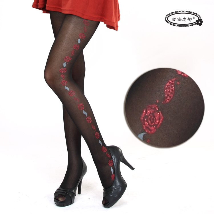 閃亮系列圖騰透膚褲襪NO.680-15